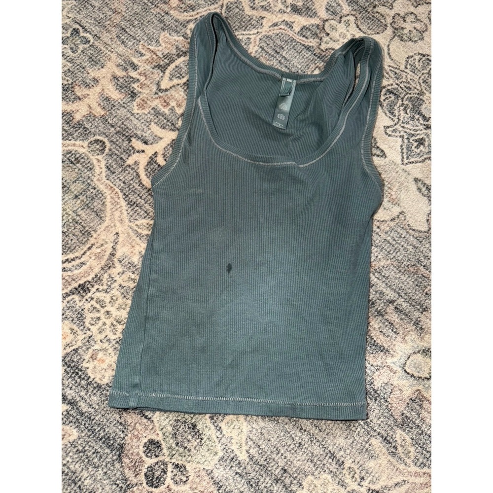 Skims Cotton Rib Tank Top Small Kyanite